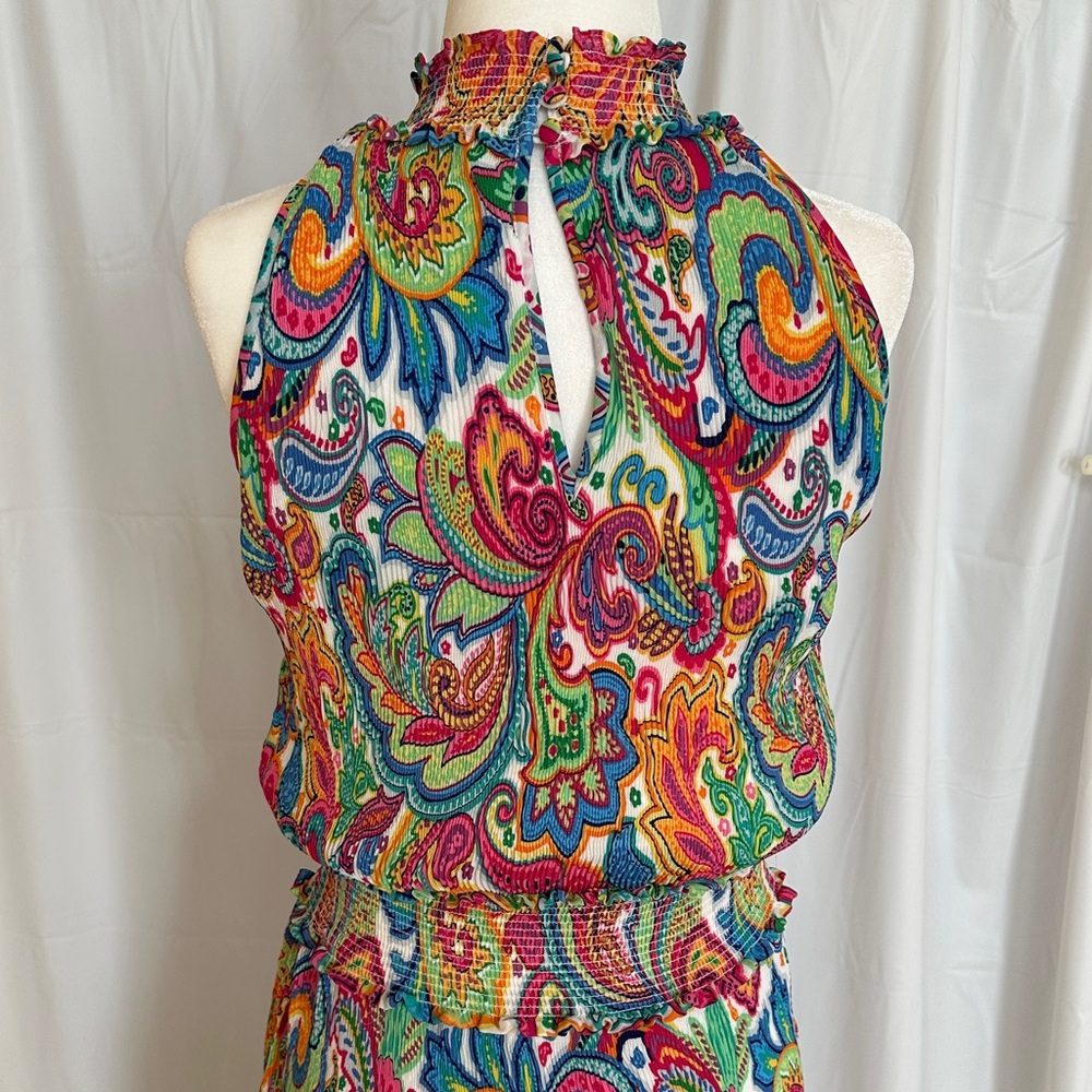 Ninety Multicolor Paisley Midi Dress Sz S - Picture 5 of 9